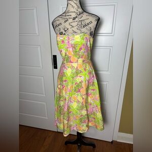 Lilly Pulitzer Vintage Preston Strapless juice bar dress size 2